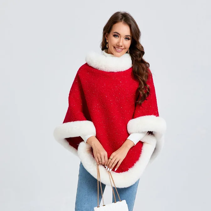 Christmas Style Festive Red Pullover Cape