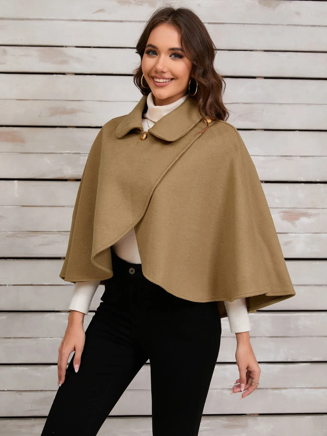 Collared Neck Cropped Cape