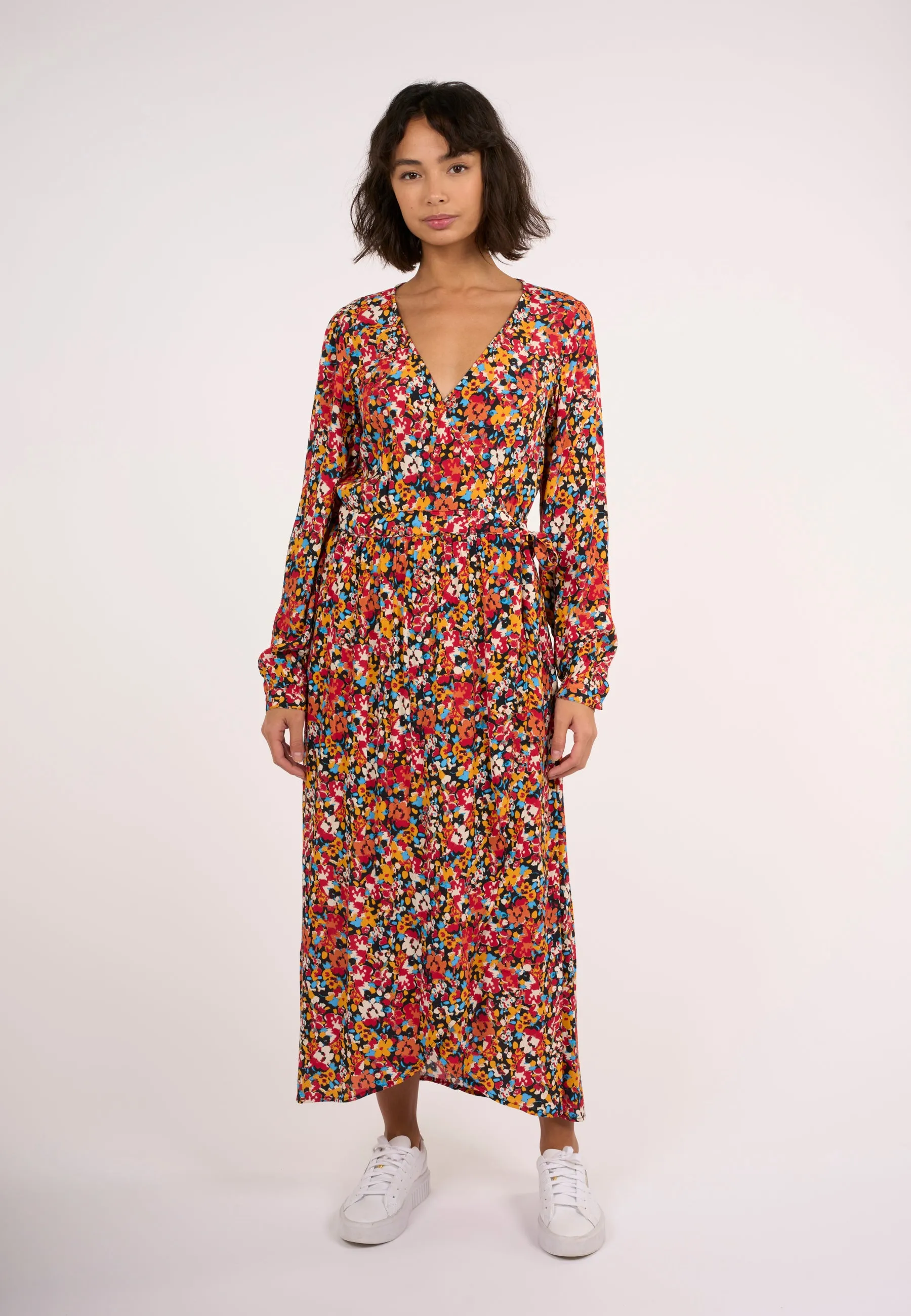 Colorful Lenzing™ EcoVero™ flower print wrap dress - Item Colour