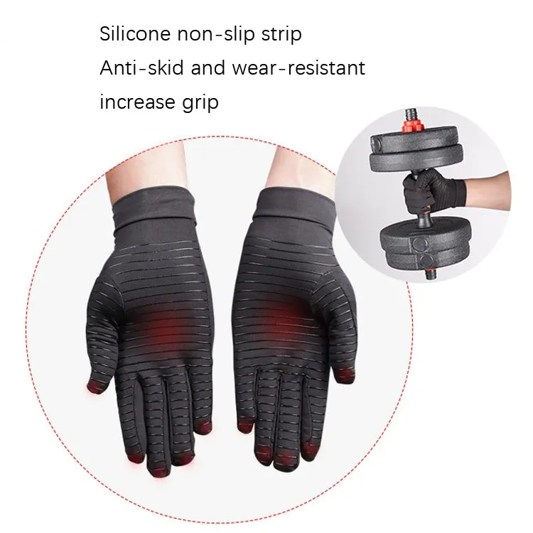 Copper Fiber Pressure Sports Fitness Anti-Slip Gloves, Size: M