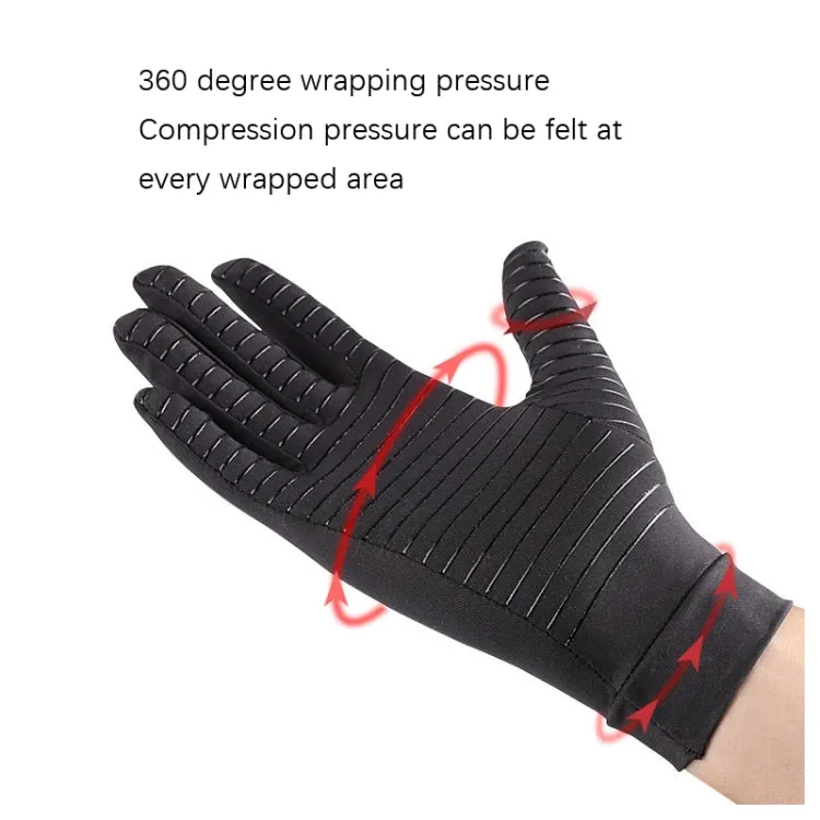 Copper Fiber Pressure Sports Fitness Anti-Slip Gloves, Size: M