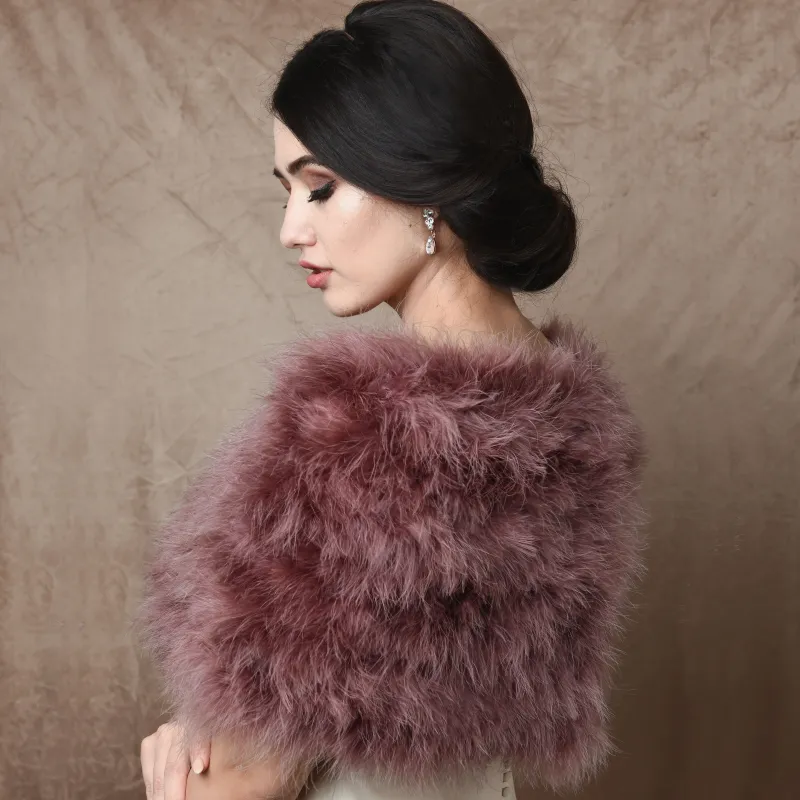 Cressida Marabou Feather Shrug - Dusky Pink