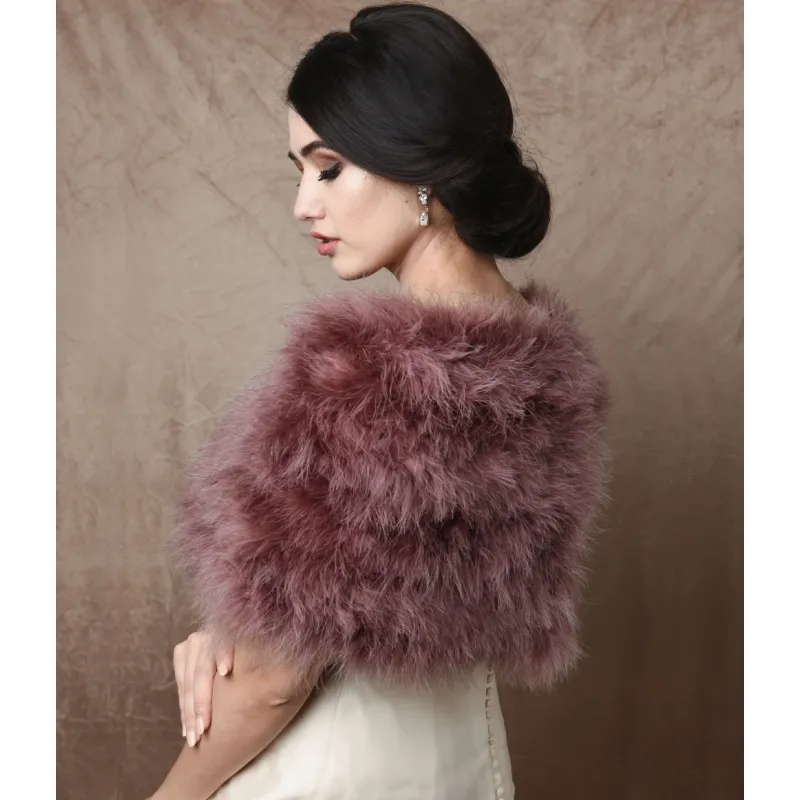 Cressida Marabou Feather Shrug - Dusky Pink