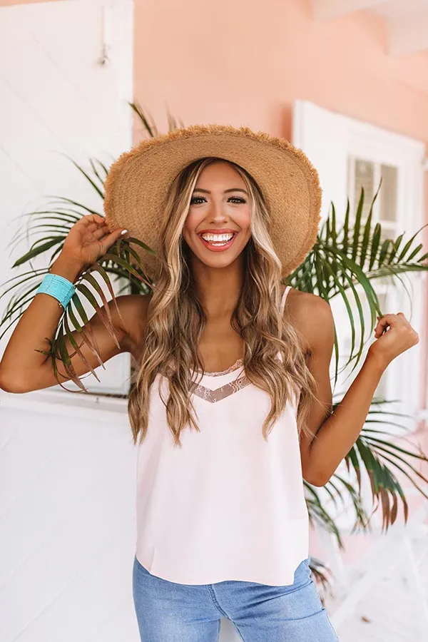 Croissants And Kisses Lace Tank In Baby Pink