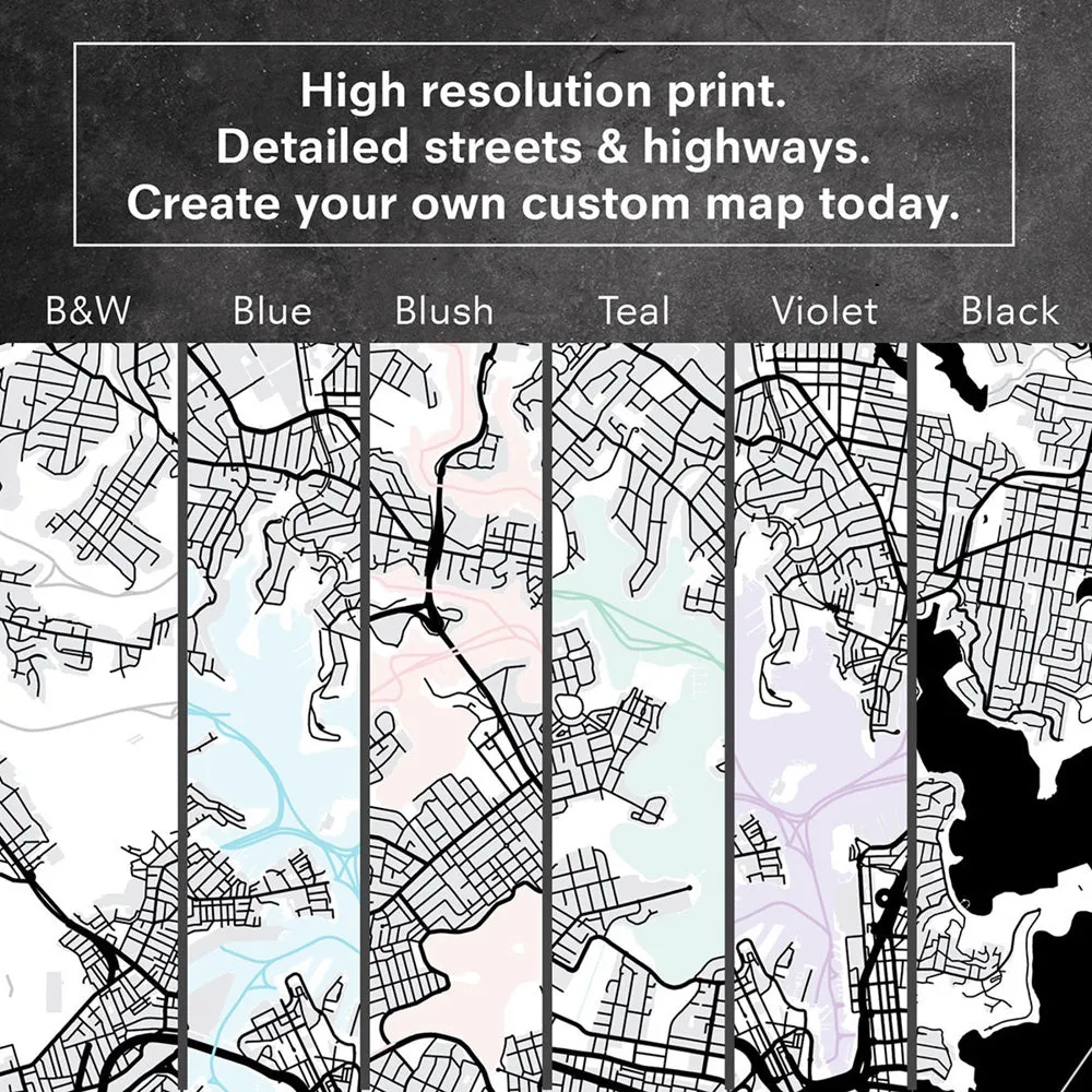 Custom Personalised Map. Your Location, Colour & Words - Art Print