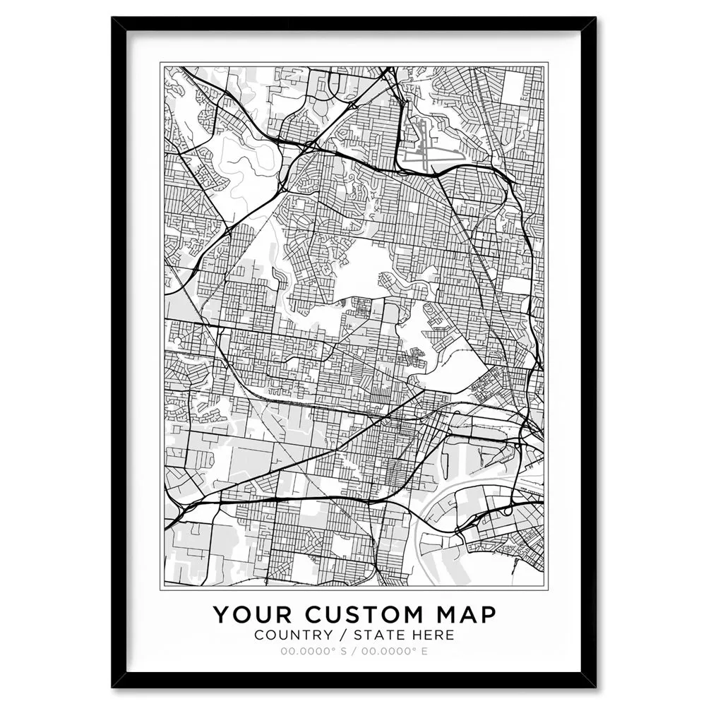 Custom Personalised Map. Your Location, Colour & Words - Art Print