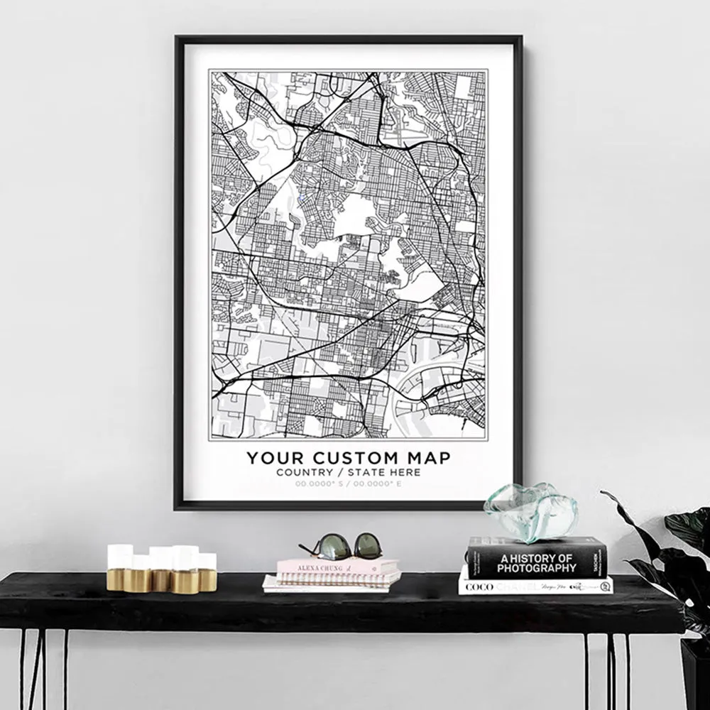 Custom Personalised Map. Your Location, Colour & Words - Art Print