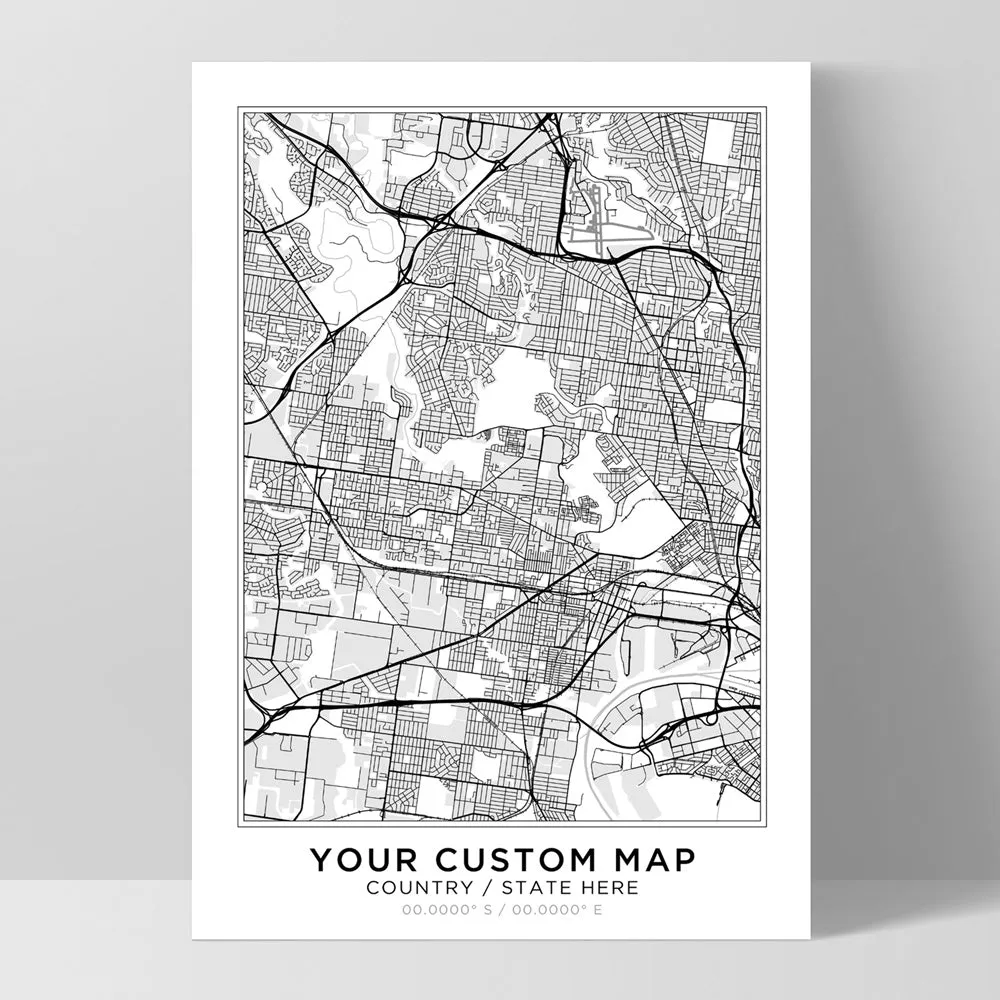 Custom Personalised Map. Your Location, Colour & Words - Art Print