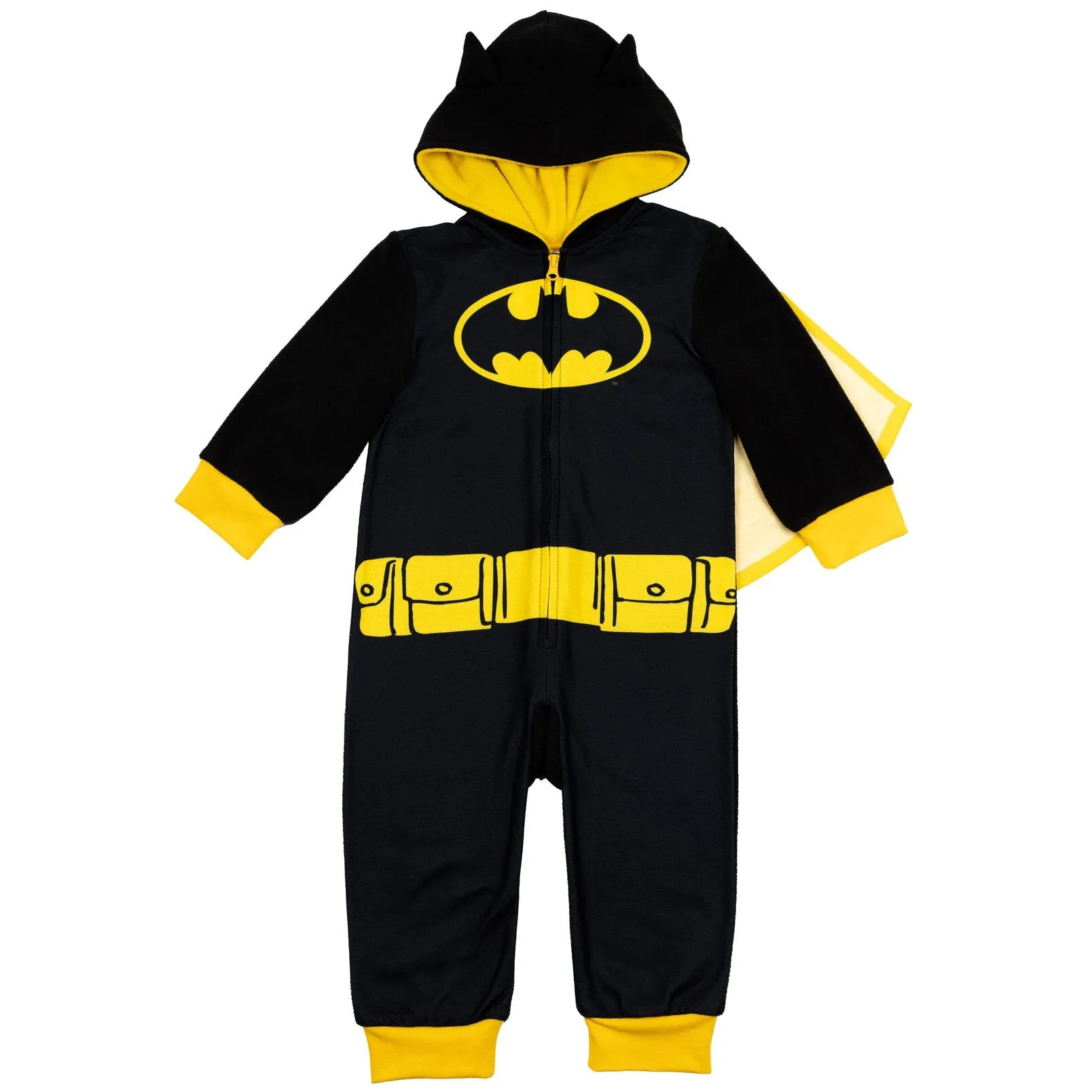 DC Comics Justice League Batman Fleece Zip Up Pajama Coverall and Cape