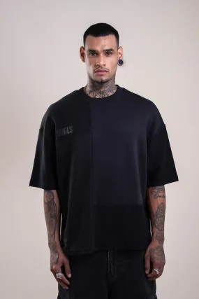 Deconstructed Oversized  Black T-shirt - Heavy Weight