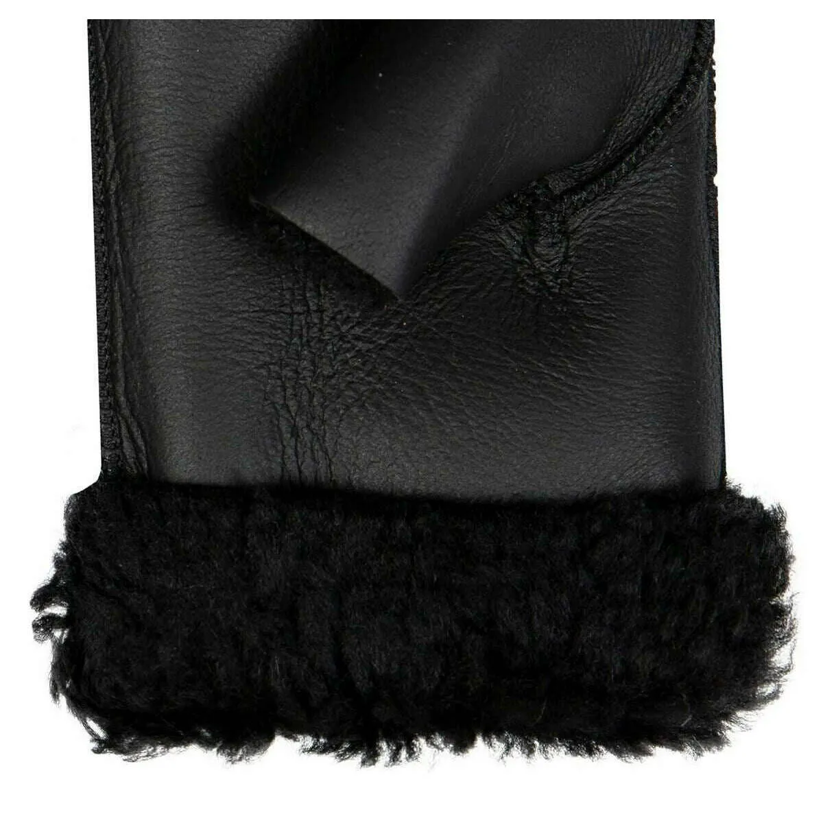 Dents Vera Fingerless Sheepskin Mittens - Black Nappa