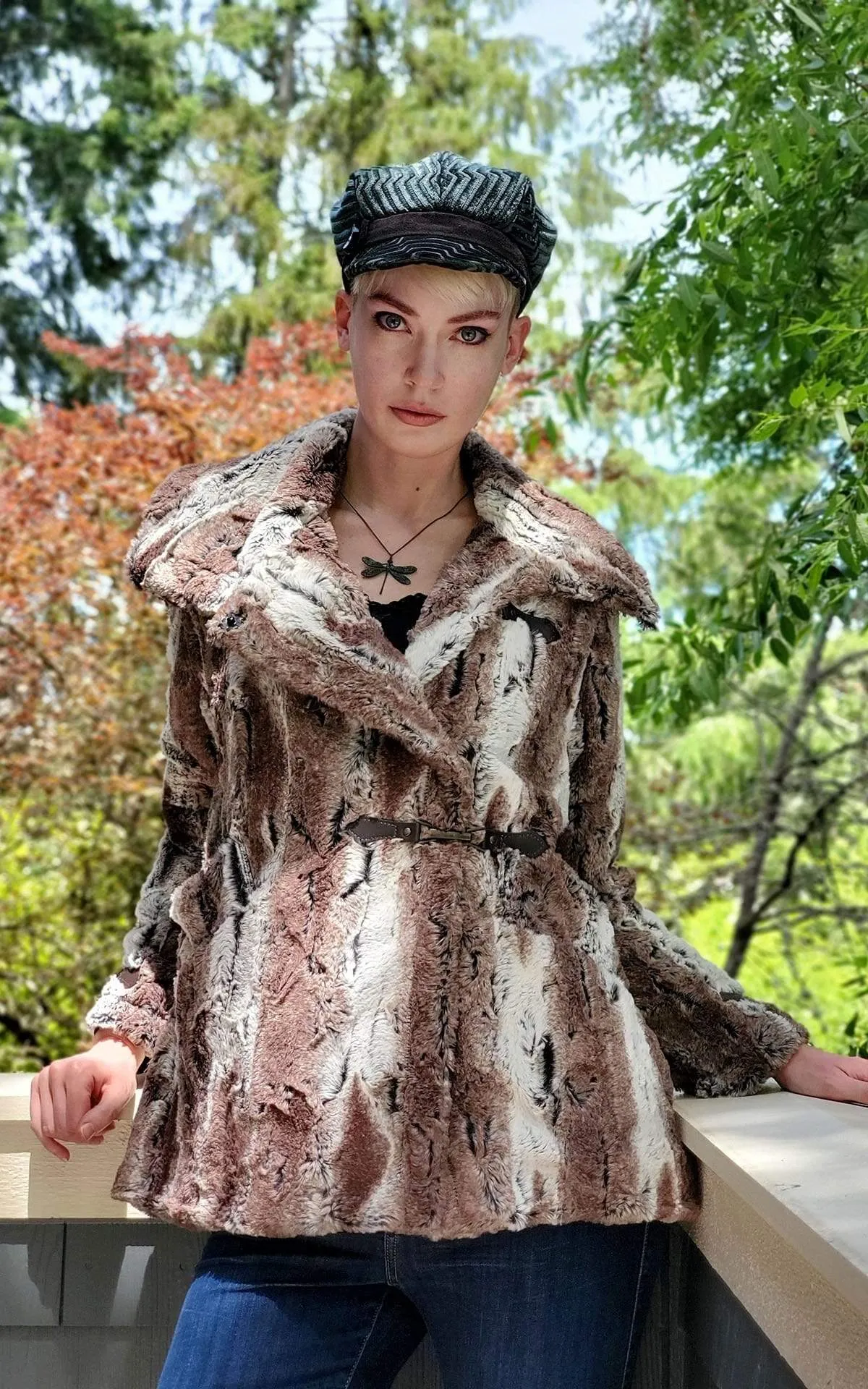 Dietrich Coat - Luxury Faux Fur in Birch  - 1 Large left!