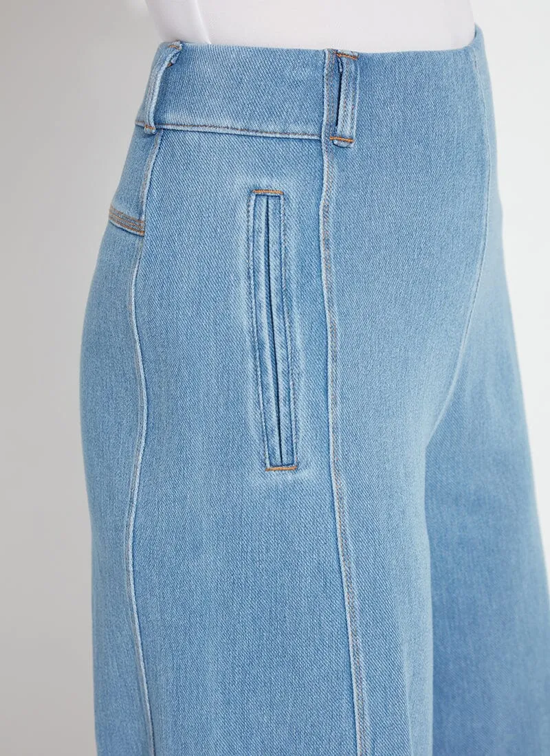 Echo Denim Culottes in Bleached Blue