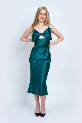 Emerald Bow Bias Maxi Dress