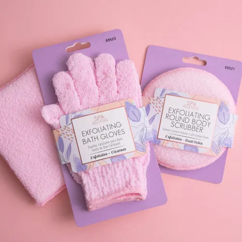 EXFOLIATING BATH GLOVES: PINK