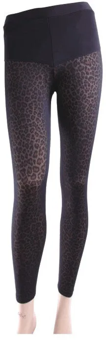 faux fur lined leggings - leopard print Case of 72