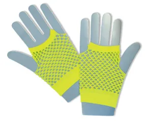 FINGERLESS FISHNET GLOVES YELLOW