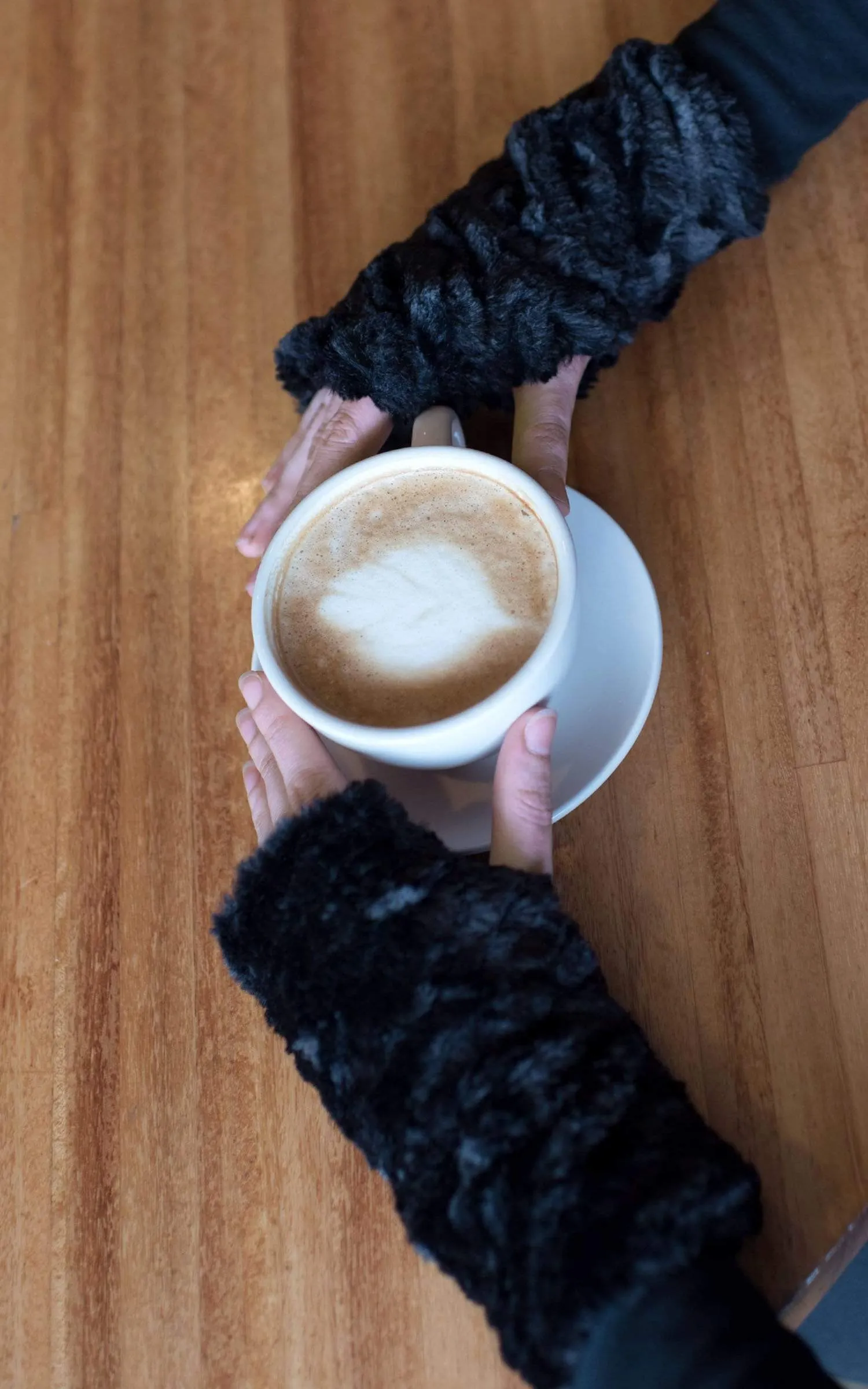 Fingerless / Texting Gloves, Reversible - Cuddly Faux Fur in Sand (One Slate Lined Left!)