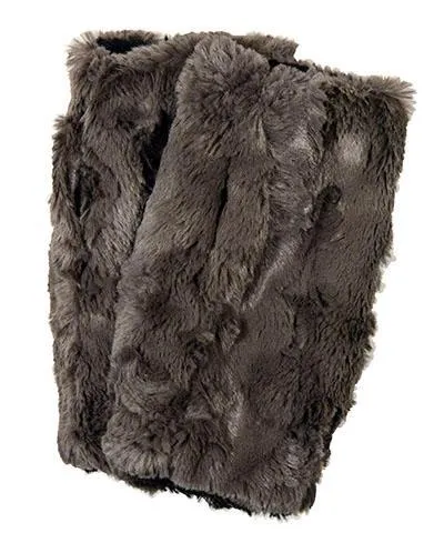 Fingerless / Texting Gloves, Reversible - Luxury Faux Fur in Birch