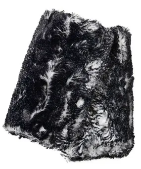 Fingerless / Texting Gloves, Reversible - Luxury Faux Fur in Black Mamba