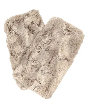 Fingerless / Texting Gloves, Reversible - Luxury Faux Fur in Café Au Lait