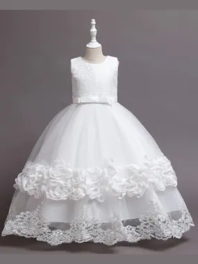 Floral Princess Belted Communion Dress