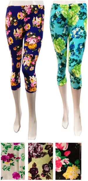 floral print shorter style legging asst Case of 12