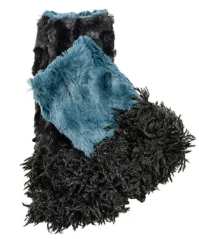 Fox Cuff - Fingerless / Texting Gloves, Reversible - Black Swan & Assorted Faux Fur