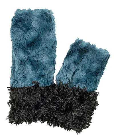 Fox Cuff - Fingerless / Texting Gloves, Reversible - Black Swan & Assorted Faux Fur