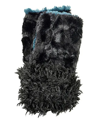 Fox Cuff - Fingerless / Texting Gloves, Reversible - Black Swan & Assorted Faux Fur