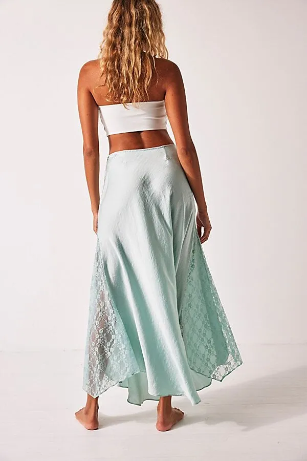 Free People Make You Mine Half Slip Skirt in Aqua-Esque