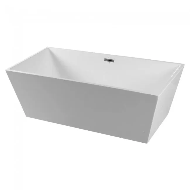 Free Standing Bath Tub 67"L x 32"W x 23"H, Acrylic, Glossy, Rectangular, Center Drain, 74 Gallons