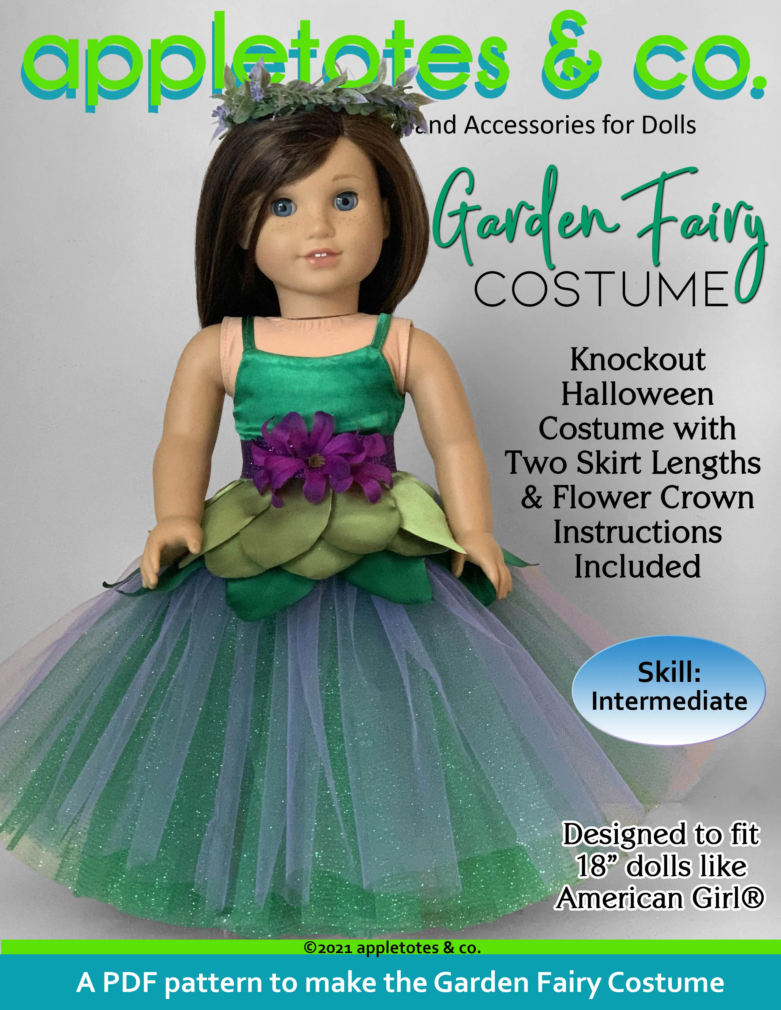 Garden Fairy Costume 18 Inch Doll Pattern