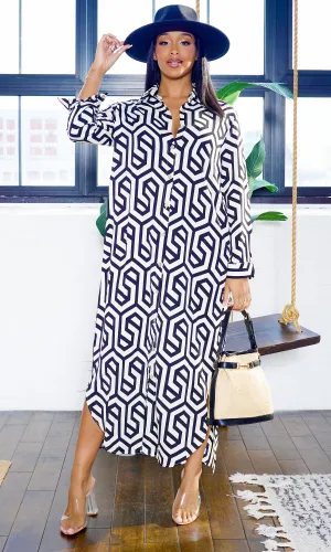 Geometric Pattern | Button Down Maxi Dress