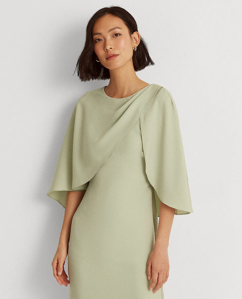 Georgette Cape Cocktail Dress In Green