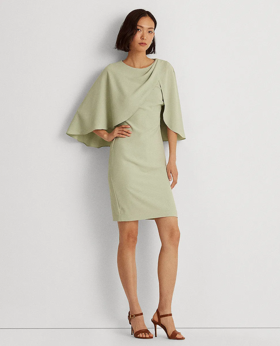 Georgette Cape Cocktail Dress In Green