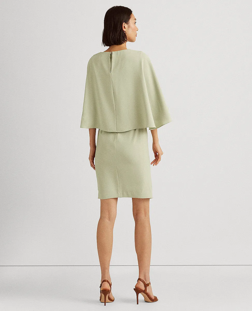 Georgette Cape Cocktail Dress In Green