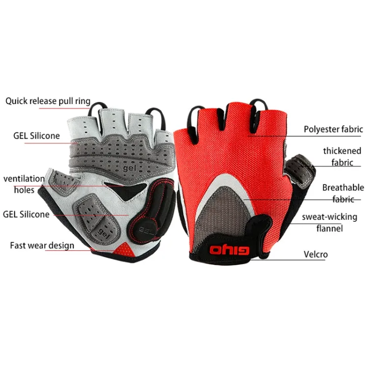 GIYO S-01 GEL Shockproof Cycling Half Finger Gloves Anti-slip Bicycle Gloves, Size: S(Red)