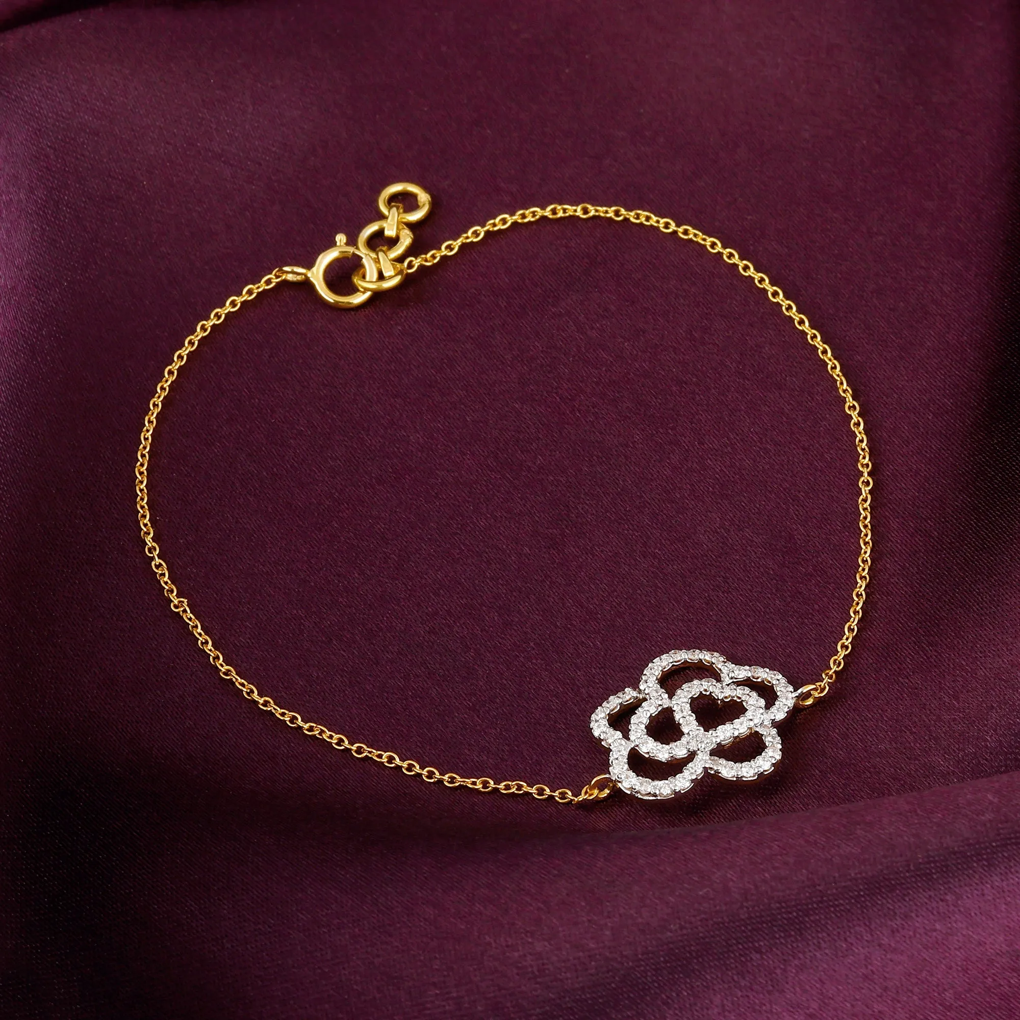 Gold Plumeria Diamond Bracelet