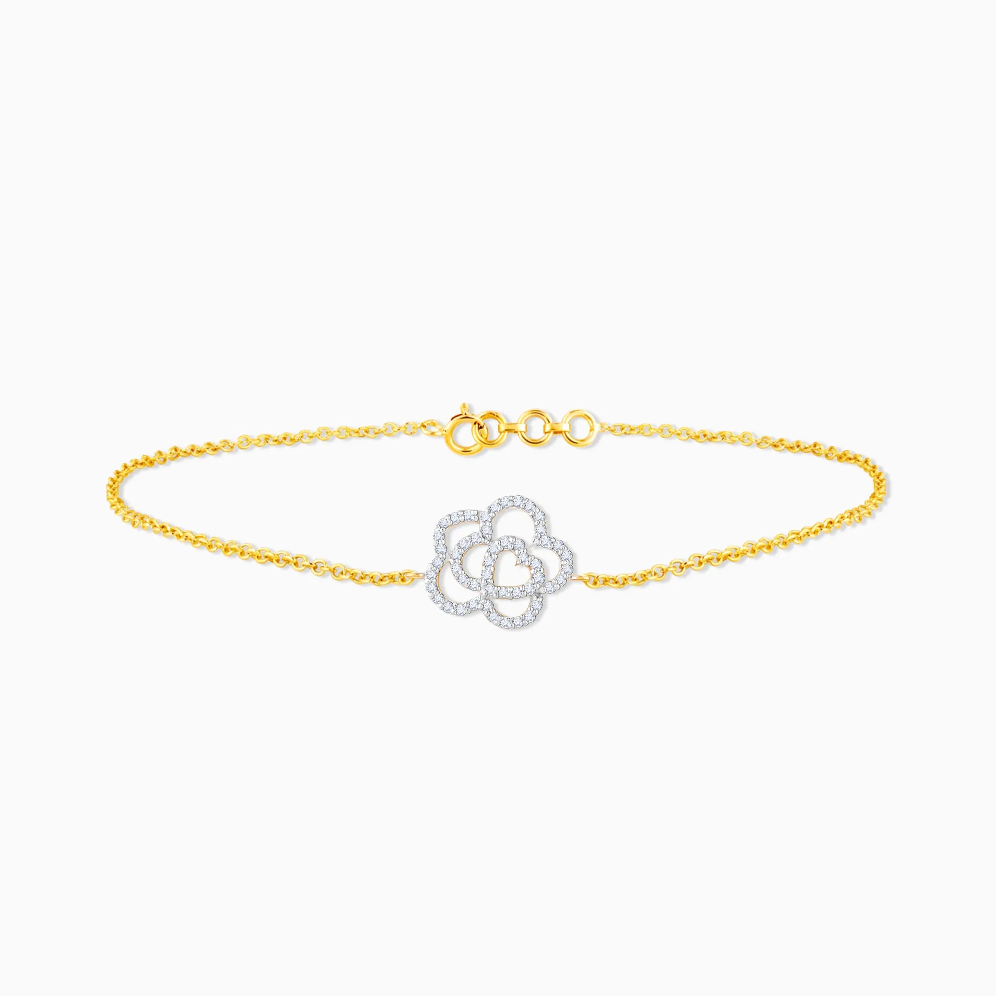 Gold Plumeria Diamond Bracelet