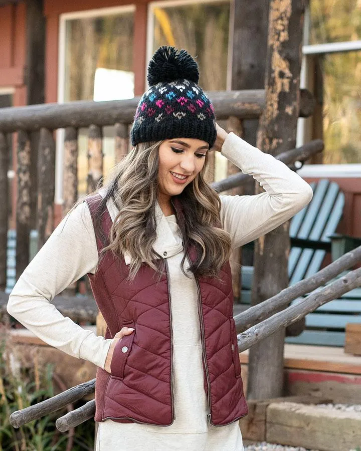 Grace & Lace Reversible Pom Hat (Roxbery)