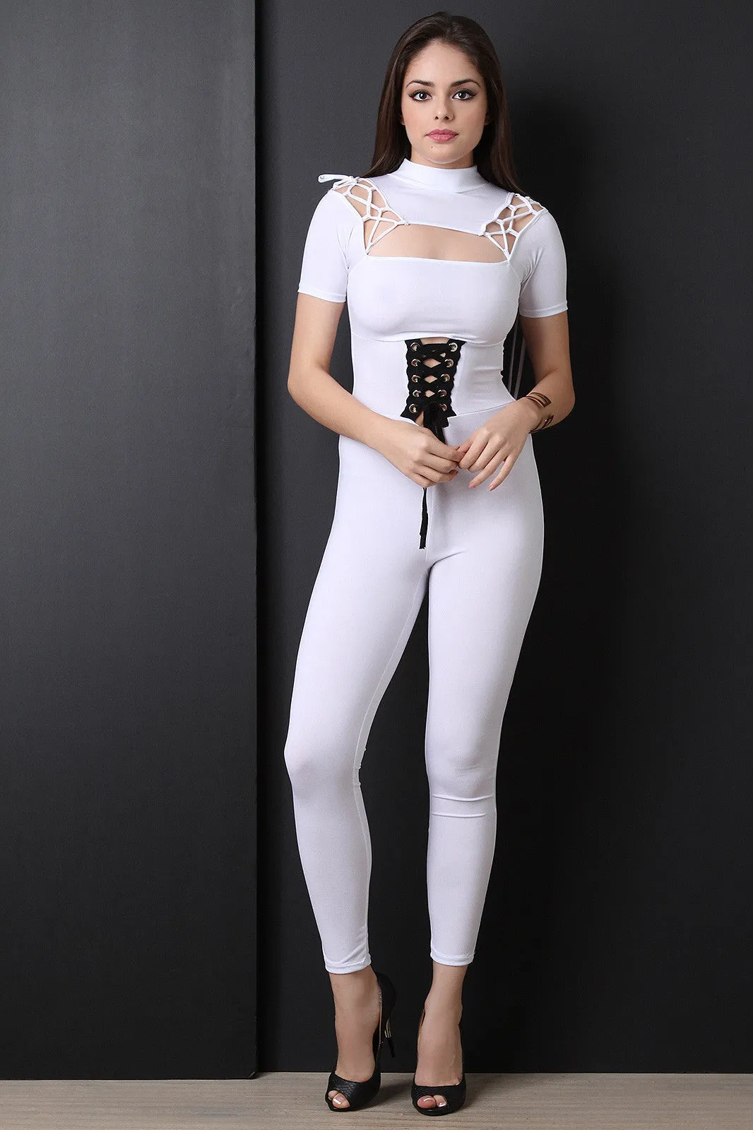 Grommets Corset Lace-Up Jumpsuit