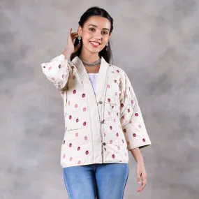 Gulmohar Off White Quilted Jacket