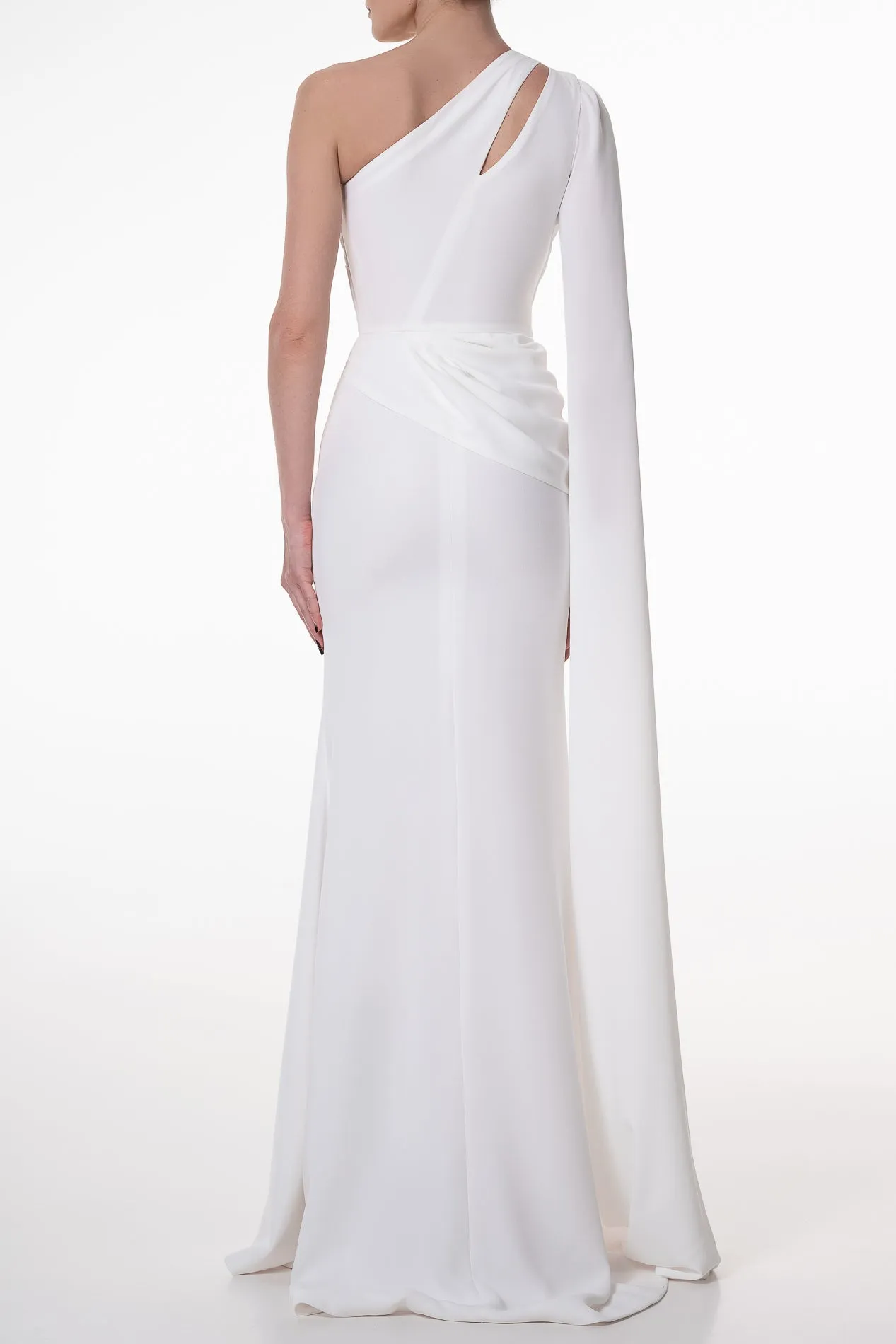 Hera Ivory Crepe Long Dress