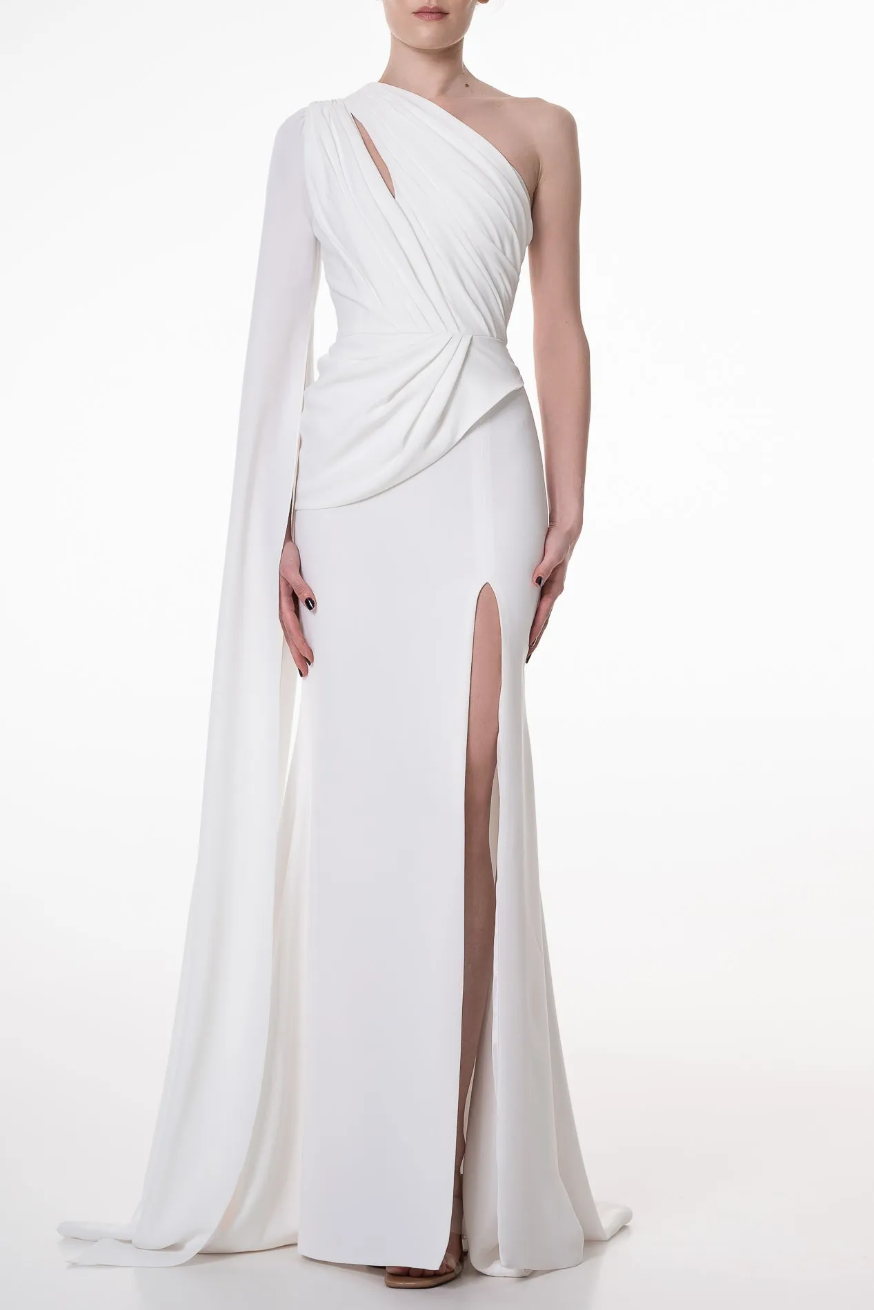 Hera Ivory Crepe Long Dress