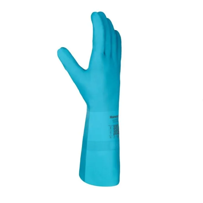 Honeywell Flextril 211 33-3150E/8M Microfoam Nitrile Cut Resistant Chemical Gloves, Angel Blue, Size 8 - Medium, Pack of 12