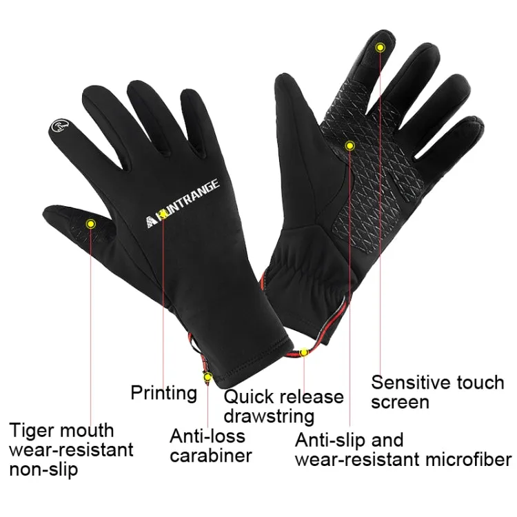 HUNTRANGE A037 Plus Velvet Sports Windproof Waterproof Touch Screen Riding Gloves, Size: XL(Gray)