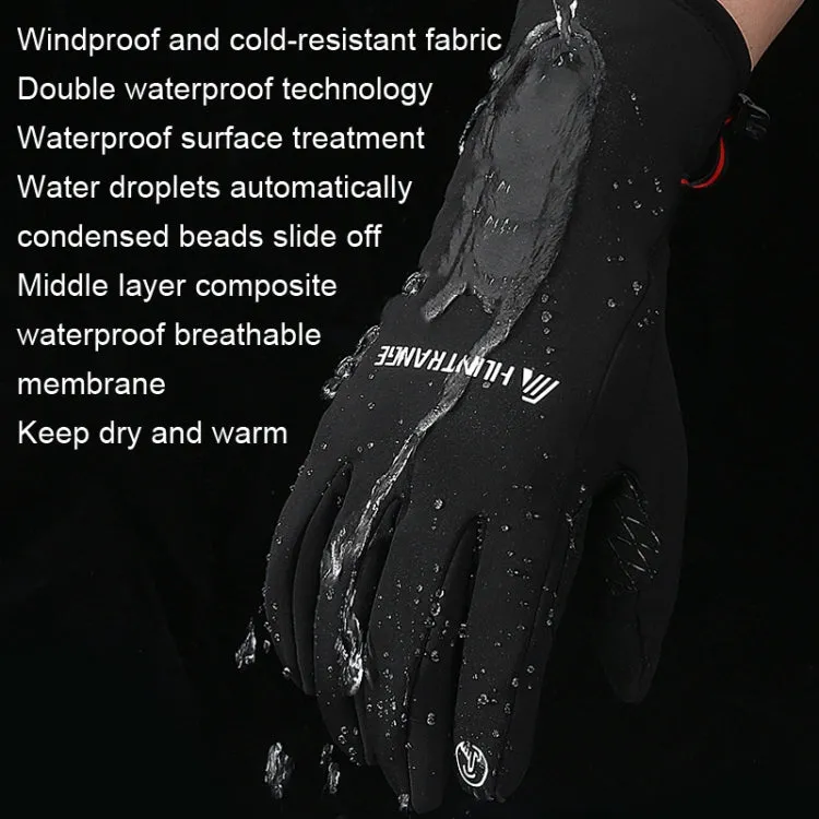 HUNTRANGE A037 Plus Velvet Sports Windproof Waterproof Touch Screen Riding Gloves, Size: XL(Gray)