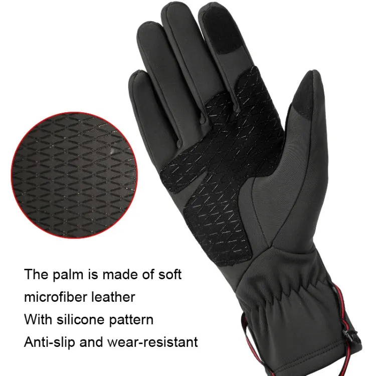 HUNTRANGE A037 Plus Velvet Sports Windproof Waterproof Touch Screen Riding Gloves, Size: XL(Gray)