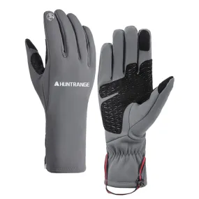 HUNTRANGE A037 Plus Velvet Sports Windproof Waterproof Touch Screen Riding Gloves, Size: XL(Gray)